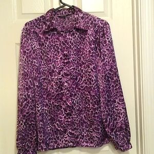 Women's purple business blouse button down by LouBella size 12